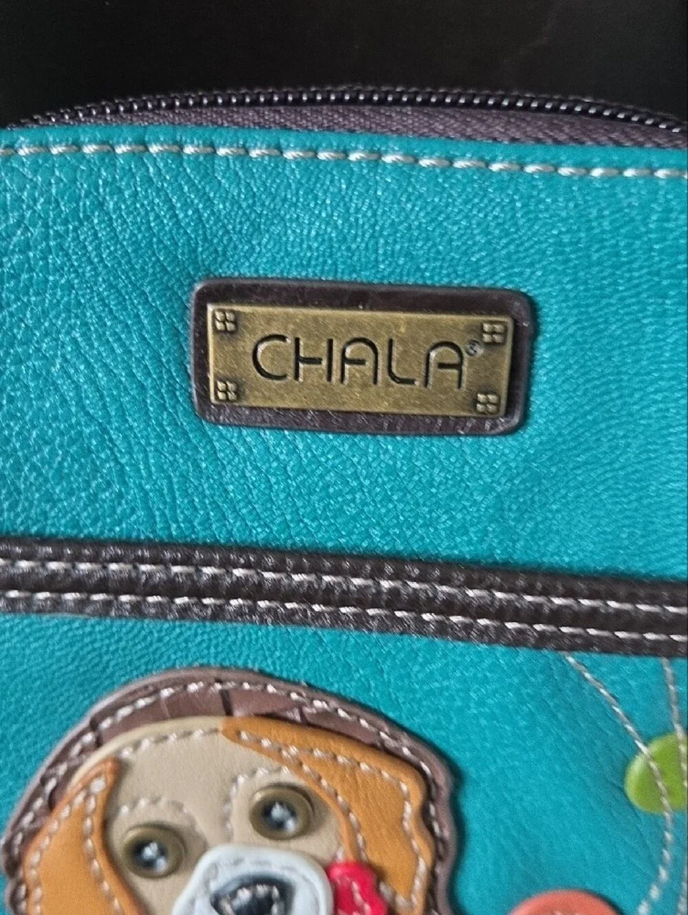Chala Golden Retriever Cell Phone Crossbody Bag Turquoise Convertible NWT
